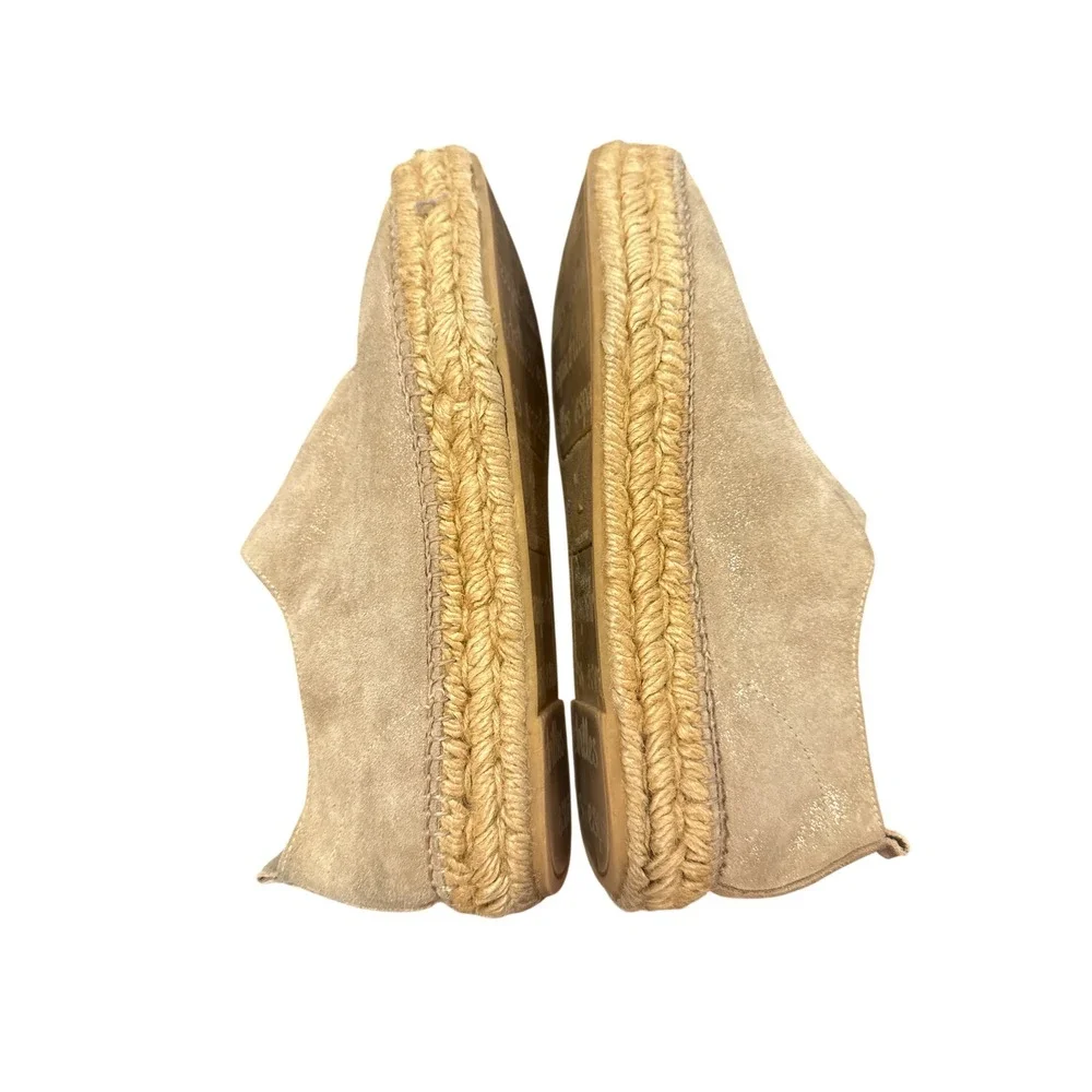 Eric Michael Espadrille‎ Flats Women 41 Tan Metallic Suede Zip Spain